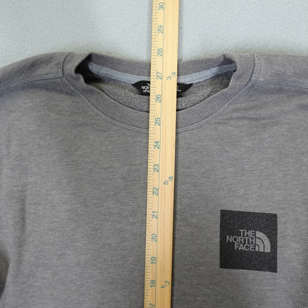 The North Face Sweatshirt Mens M Gray Box Logo Sleeve Graphic Pullover Fleece